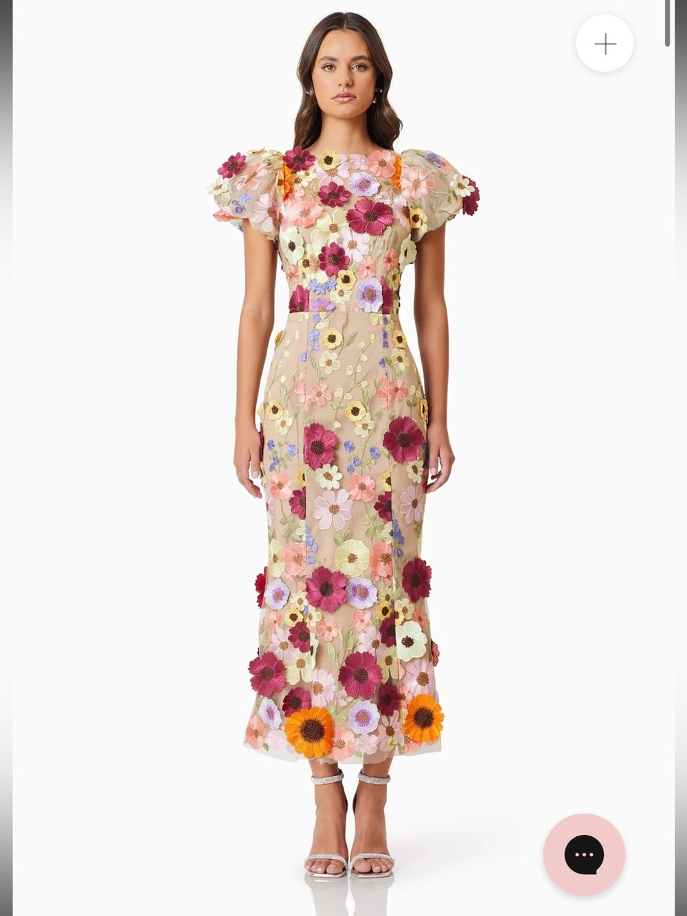 elliatt astraea multi-colored 3d floral lace embellished maxi dress size XL NEW